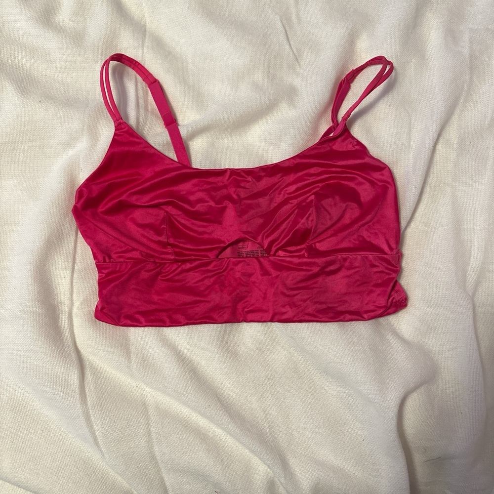 Pink mini crop! With cut out and mesh back!